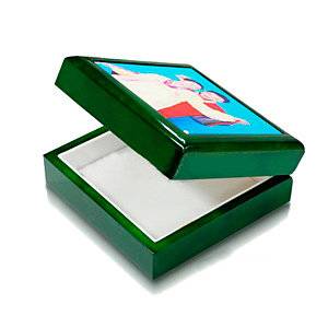 Шкатулка ювелирная коробка с керам. шильдой
